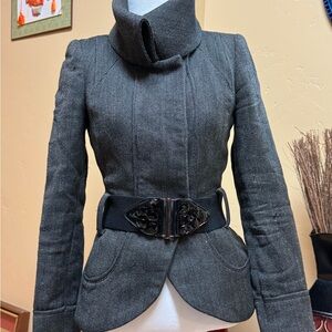 Zara Charcoal Belted Blazer